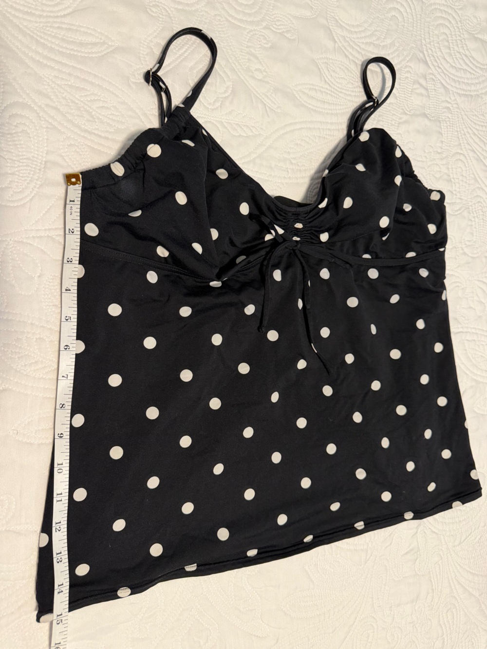 Lands' End Black and White Polka Dot Swim Tank